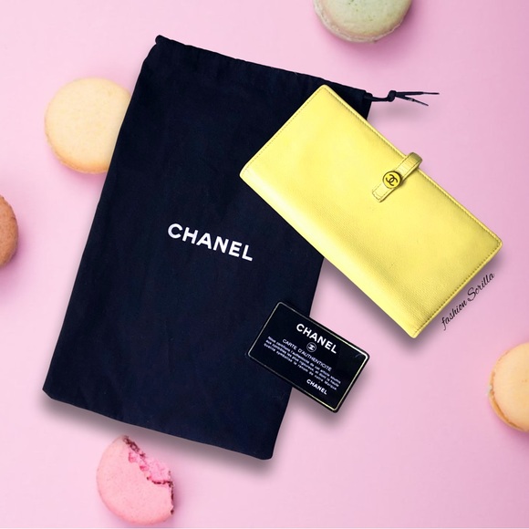 CHANEL Vintage 2004 Easter Caviar Leather Snap Closure Leather Long Wallet NWOT - Picture 6 of 13